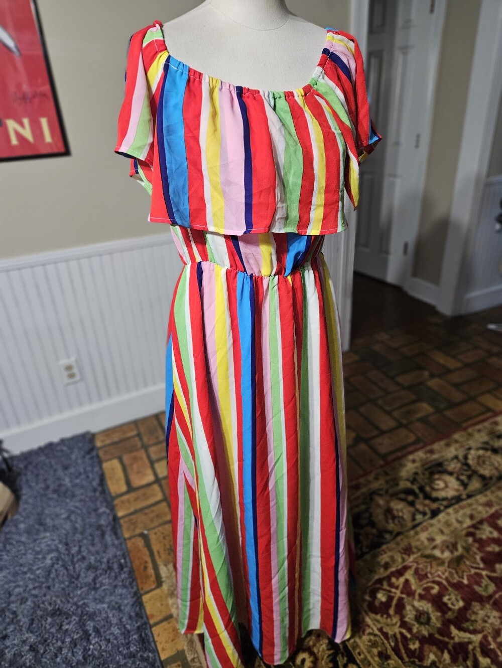 NWT! Sugar Lips Rainbow Maxi Dress Large